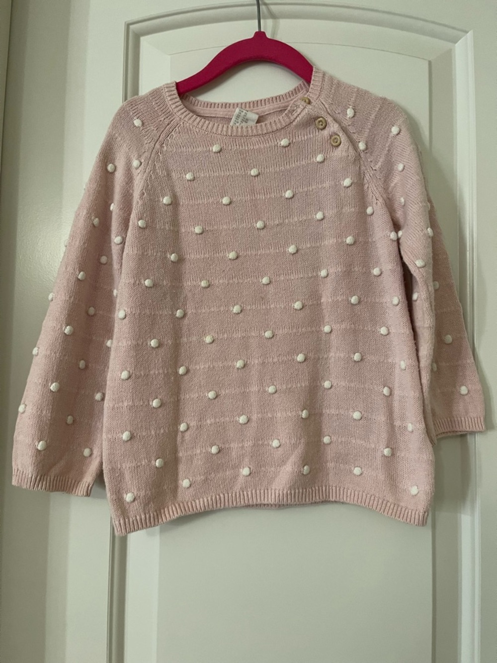 🎀Pink Dot-Accent Girls Sweater